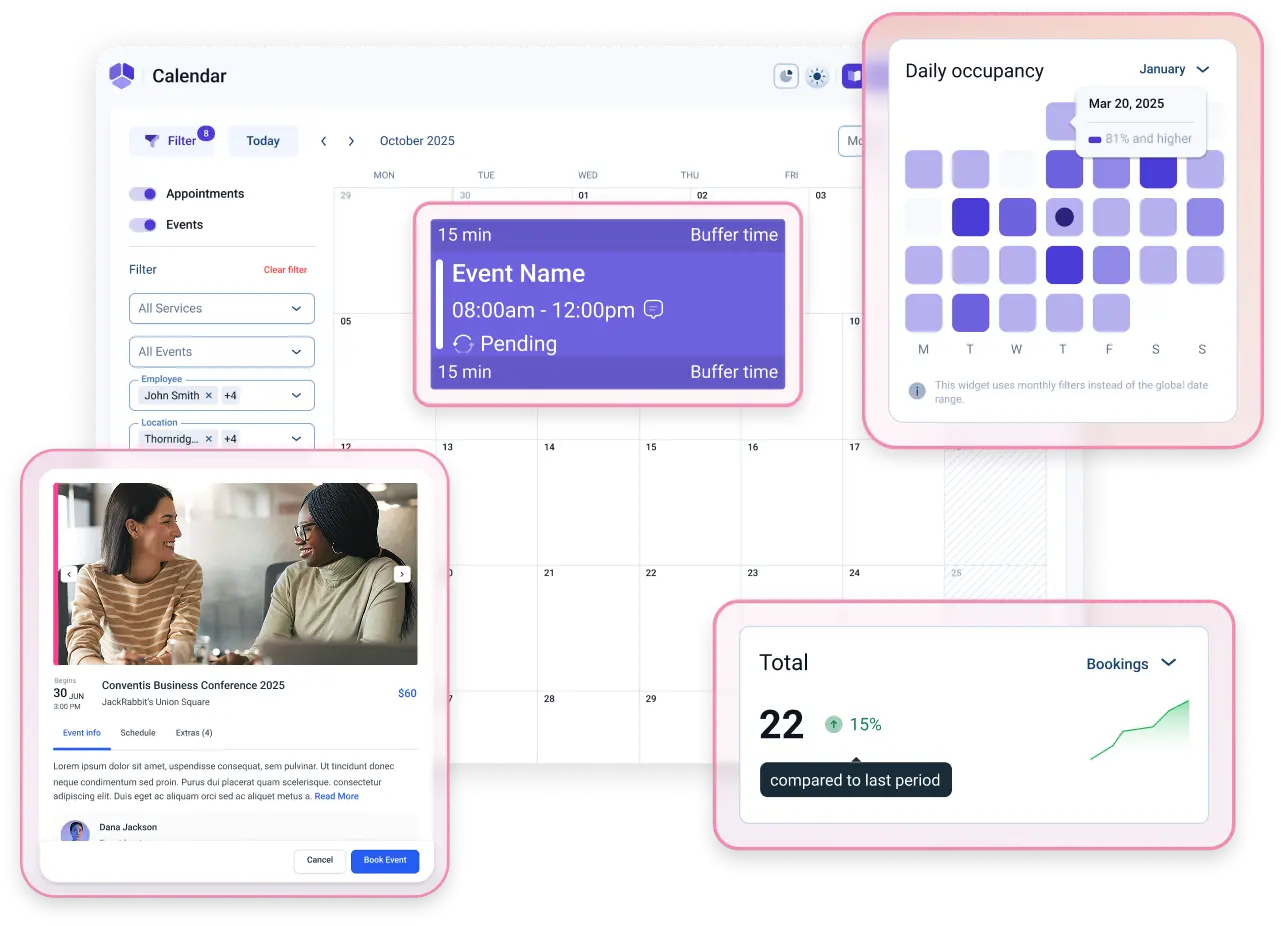 WordPress Booking Dashboard and Calendar Illustration